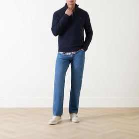 Mesh-Knit Quarter-Zip Sweater