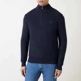 Mesh-Knit Quarter-Zip Sweater