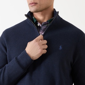 Mesh-Knit Quarter-Zip Sweater