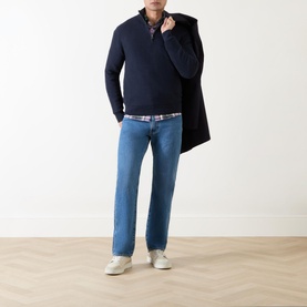 Mesh-Knit Quarter-Zip Sweater