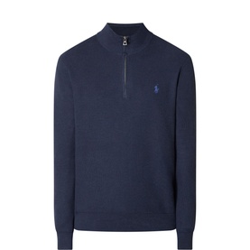 Mesh-Knit Quarter-Zip Sweater