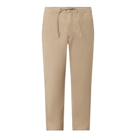 Wax London Kurt Drawstring Casual Trousers in khaki with elasticated drawstring waistband, slit pockets, and tonal stitching