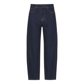 Stretch High-Rise Barrel Straight-Leg Jeans