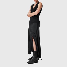 Pia Asymmetric Satin Skirt