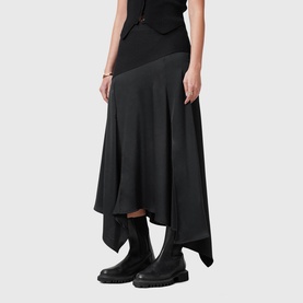 Pia Asymmetric Satin Skirt