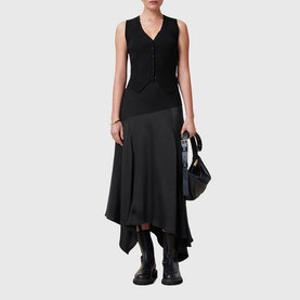 Pia Asymmetric Satin Skirt