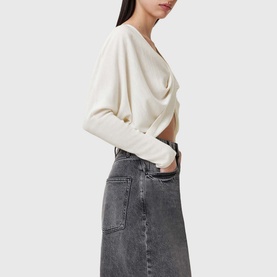 Julieana Cropped Wool Wrap Sweater