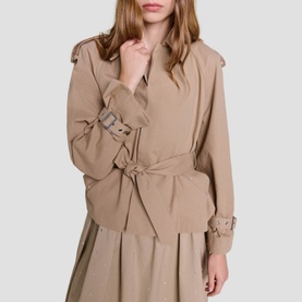 Belted Cropped Trench Coat