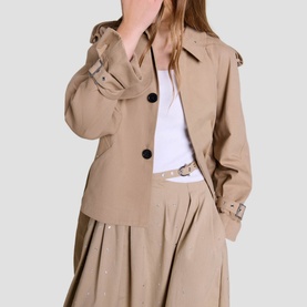 Belted Cropped Trench Coat