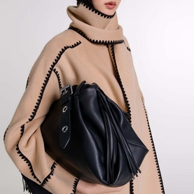 Topstitch Scarf Belted Coat