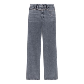 Chain Belt Wide Leg Jeans