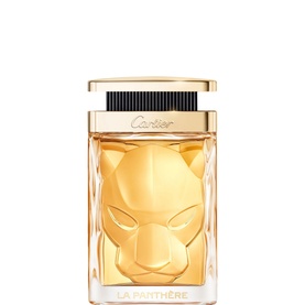 Cartier La Panth&egrave;re Parfum 100ml, amber glass bottle with gold panther sculpted cap and gold-trimmed label