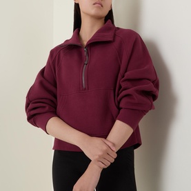 Scuba Oversized Funnel-Neck Half Zip Sweatshirt