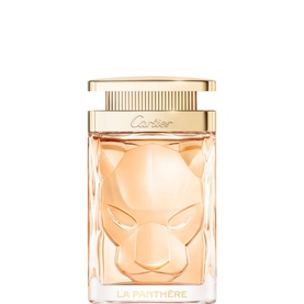 Cartier La Panth&egrave;re Eau de Parfum 100ml, amber-hued panther-shaped bottle with gold cap and Cartier branding