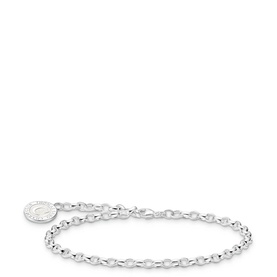 Thomas Sabo Fine Round Link Charm Bracelet in polished silver, wide anchor-style links with Charmista coin charm and lobster clasp