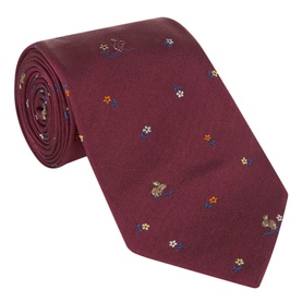 Rabbit Print Floral Silk Tie