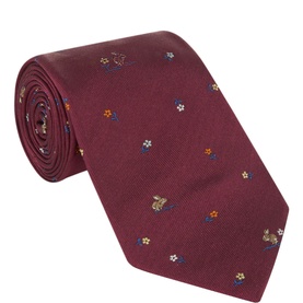 Rabbit Print Floral Silk Tie