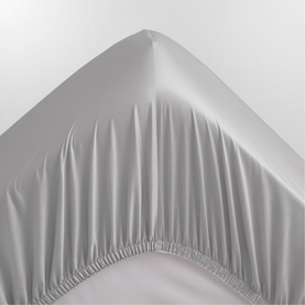Sheridan 1000 Thread Count Fitted Sheet in Dove light grey, 100% cotton sateen with elasticated edges, shown corner detail
