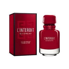 Givenchy L'Interdit Eau de Parfum Rouge Ultime 50ml, deep red bottle and matching box with black cap