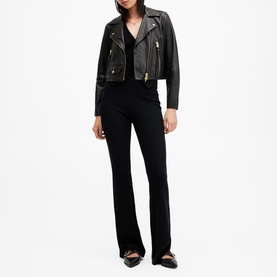 Elora Cropped Leather Biker Jacket