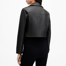 Elora Cropped Leather Biker Jacket
