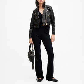 Elora Cropped Leather Biker Jacket
