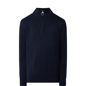 Barbour Half-Zip Logo Embroidered Sweatshirt in navy with stand-up collar, half-zip placket, and tonal logo embroidery