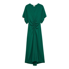 Crepe Flutter-Sleeve Dress