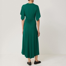 Crepe Flutter-Sleeve Dress