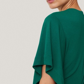 Crepe Flutter-Sleeve Dress