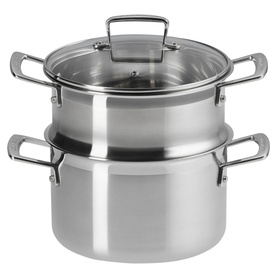 3-ply Stainless Steel Casserole Dish with Steamer and Lid 20cm