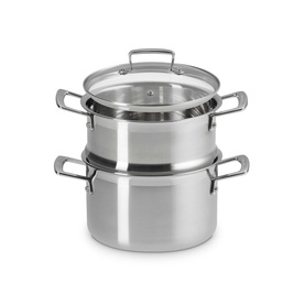 3-ply Stainless Steel Casserole Dish with Steamer and Lid 20cm