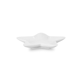Le Creuset Stoneware Star Plate 20cm in white, star-shaped ceramic plate with raised edges and brand logo detail