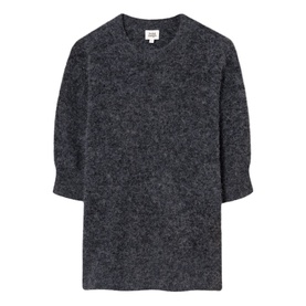 Twist & Tango Remi Knit Sweater in grey with round neckline, short puff sleeves, ribbed cuffs and dropped shoulders