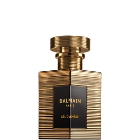 Balmain Sel d'Ambre Eau de Parfum in ridged gold bottle with black label and gold cap