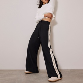 Side Stripe High-Rise Wide Leg Trousers