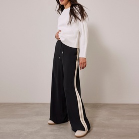 Side Stripe High-Rise Wide Leg Trousers