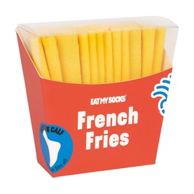 Eat My Socks French Fries Socks in novelty French fries packaging box, assorted colours, one pair, over the calf style