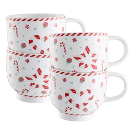 Peppermint Party Footed Mugs Four-Piece Set