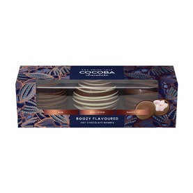 Cocoba Boozy Flavoured Hot Chocolate Bombes with Mini Marshmallows 150g, gift box of three assorted chocolate bombes
