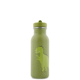 Trixie Mr. Dino Water Bottle 500ml in olive green stainless steel with dinosaur print, green cap and drinking spout