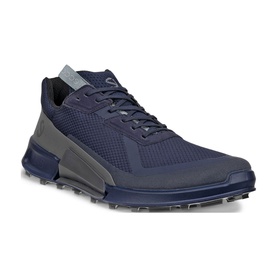 Ecco Biom 2.1 x Country Trainers in blue ripstop fabric with cleated rubber outsole, lace-up fastening and low-top profile