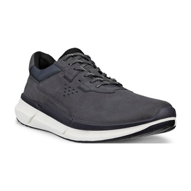 Ecco Biom 2.2 Trainers in grey leather, low-top lace-up with white lightweight sole and brand logo detail