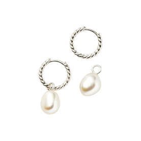 Pearl Twisted Small Drop Hoop Earrings