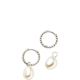 Pearl Twisted Small Drop Hoop Earrings