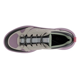 Ecco Offroad Hiking Trainers in pink, top-down view showing lace-up closure, pull tabs, and textured rubber sole