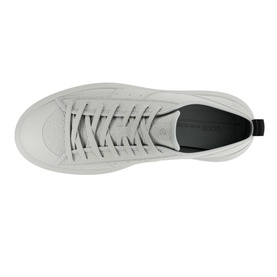 Ecco Street Ace Lace-Up Trainers in white leather, overhead view showing lace-up front, perforated details and pull tab