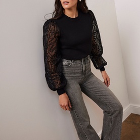 Sheer Sleeve Sweater