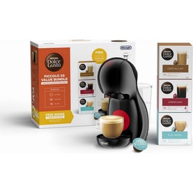 Delonghi Dolce Gusto 3 Pack Bundle in black with three Nescaf&eacute; Dolce Gusto coffee pod boxes included