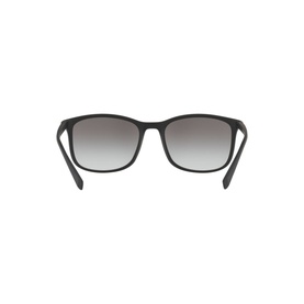 Prada Linea Rossa PS 01TS Rectangle Sunglasses in black nylon full-rim frame, rear view showing gradient grey lenses